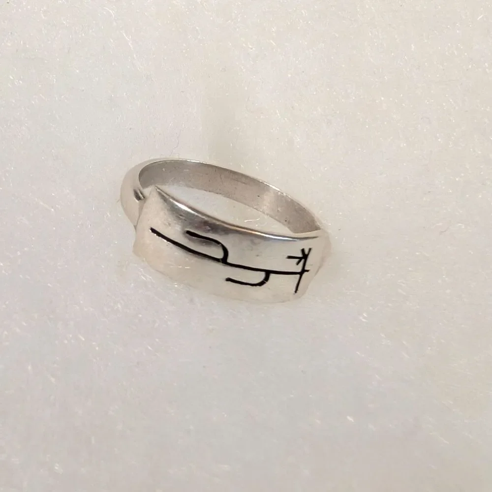 Authentic Fernando Bellany Navajo Sterling Silver Overlay Band Ring Size 8